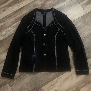 Midnight Velvet Dark Wash Denim Bedazzled Women’s Jacker Size 12